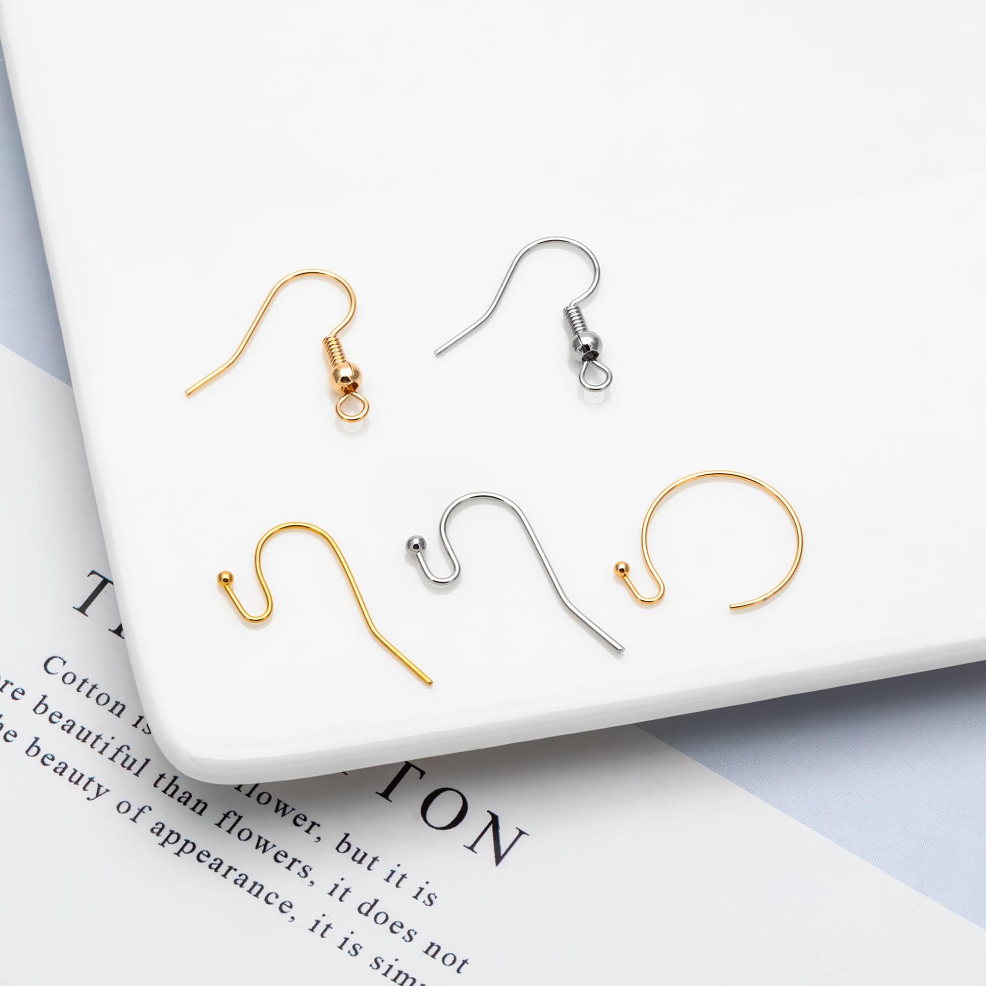 20pcs Gold/ Silver Earring Hooks, Real Gold/ Rhodium Plated Brass, Simple Earwires (GB-025)